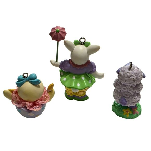 3 Vintage Avon Easter Ornaments Bunny Chick Egg Lamb Spring Figurines Decor 1991 - Picture 6 of 10